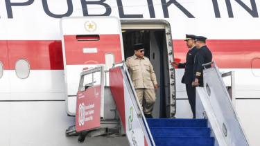 Presiden Prabowo Subianto tiba di Lanud Halim Perdanakusuma, Jakarta