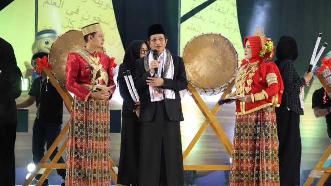 Menteri Agama Nasaruddin Umar saat membuka Acara MQKI 2025 