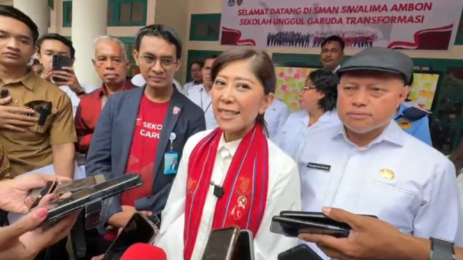 Menkomdigi Meutya Hafid usai resmikan Sekolah Garuda di Ambon